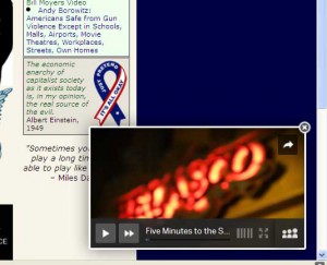 Screen capture of a typical pop up video
